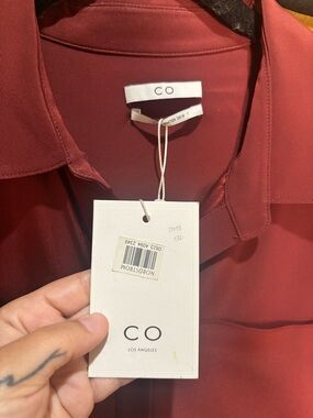 CO Burgundy Button-Up Collared Blouse